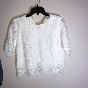 White Lace Crop Top